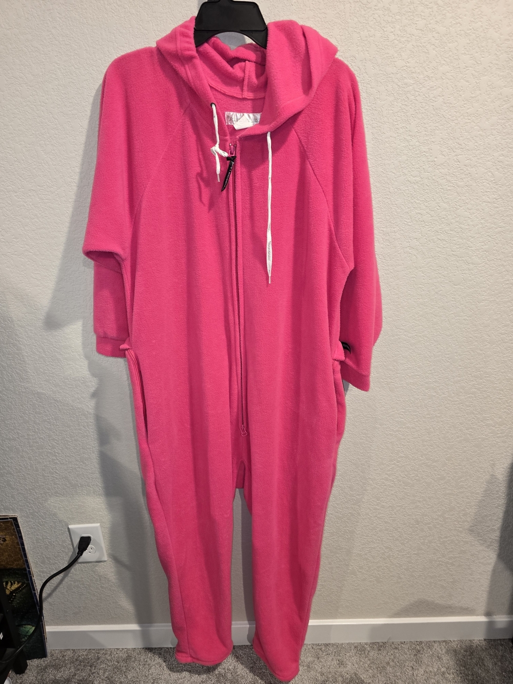 Forever Lazy Fleece Hooded Onesie Pajamas Hot Pink XXS